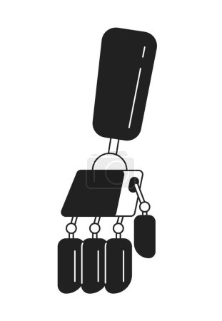 Illustration for Artificial limb prothesis monochrome flat vector object. Mechanical prosthesis for hand. Editable black and white thin line icon. Simple cartoon clip art spot illustration for web graphic design - Royalty Free Image