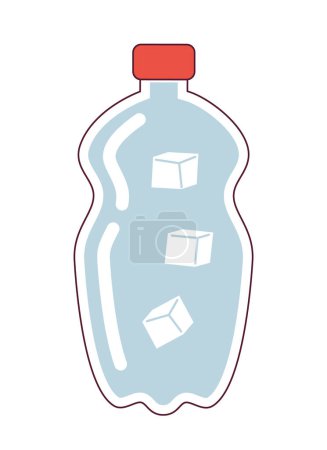 Illustration for Water bottle with ice cubes semi flat colour vector object. Mineral water for summer refreshment. Editable cartoon clip art icon on white background. Simple spot illustration for web graphic design - Royalty Free Image