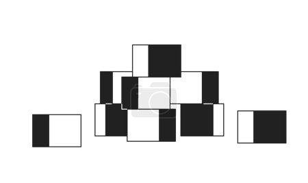Illustration for Cubes in kindergarten monochrome flat vector object. Pyramid building in childhood. Construction. Editable black and white line icon. Simple cartoon clip art spot illustration for web graphic design - Royalty Free Image