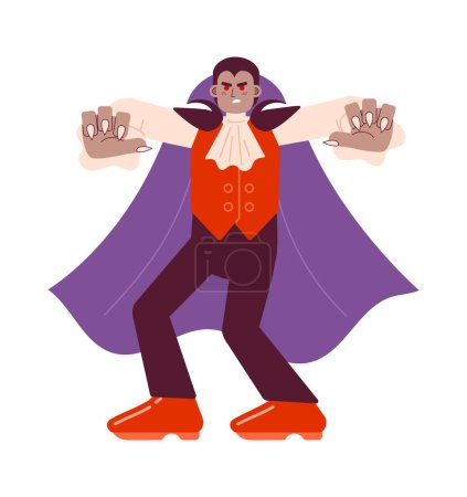 Ilustración de Enojado vampiro monstruo plano concepto vector spot ilustración. Dracula horror personaje de dibujos animados 2D en blanco para el diseño de interfaz de usuario web. Paranormal. Imagen clásica de héroe creativo editable aislado de Halloween - Imagen libre de derechos