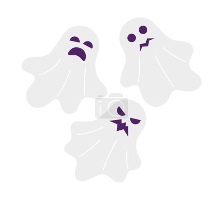 Illustration for Happy halloween ghosts flat concept vector spot illustration. Haunted house spirits 2D cartoon characters on white for web UI design. Helloween monsters isolated editable creative hero image - Royalty Free Image