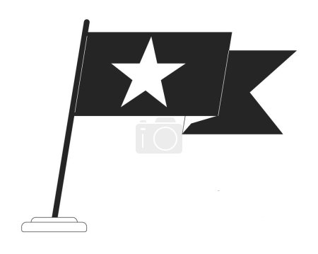 Illustration for Green flag waving flat monochrome isolated vector object. Achieve success. Flag with star winning. Editable black and white line art drawing. Simple outline spot illustration for web graphic design - Royalty Free Image