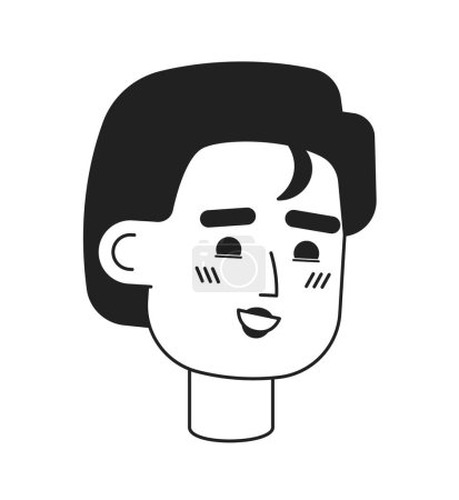 Illustration for Cute man with short haircut monochrome flat linear character head. Editable outline hand drawn human face icon. 2D cartoon spot vector avatar illustration for animation - Royalty Free Image