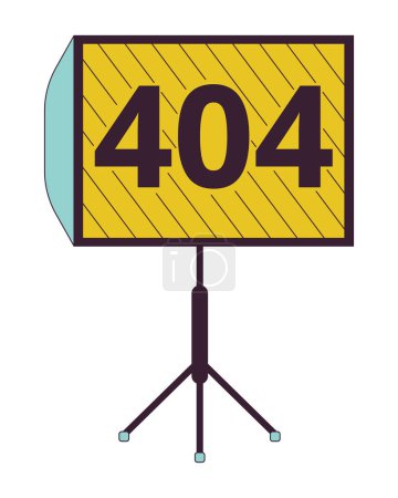 Illustration for LED panels with tripod error 404 flash message. Photo studio equipment. Empty state ui design. Page not found popup cartoon image. Vector flat illustration concept on white background - Royalty Free Image