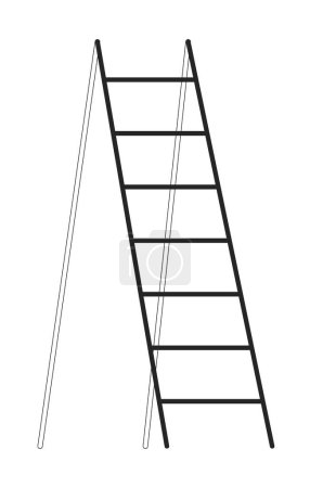 Illustration for Wooden ladder flat monochrome isolated vector object. Folding step ladder. Editable black and white line art drawing. Simple outline spot illustration for web graphic design - Royalty Free Image
