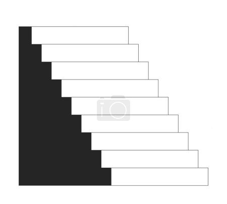 Ilustración de Escaleras altas decoración elemento plano monocromo objeto vectorial aislado. Dibujo de arte en blanco y negro editable. Ilustración simple del punto del esquema para el diseño gráfico web - Imagen libre de derechos