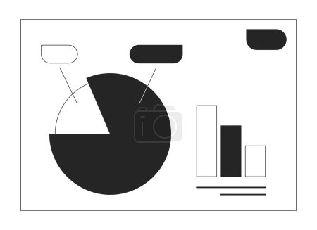 Ilustración de Presentación de negocios diapositiva con gráficos monocromo plano aislado objeto vectorial. Plan de negocios. Dibujo de arte en blanco y negro editable. Ilustración simple del punto del esquema para el diseño gráfico web - Imagen libre de derechos