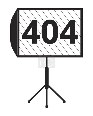 Ilustración de Paneles led con trípode negro blanco mensaje de error 404 flash. Equipo de estudio fotográfico. Monocromo vacío estado ui diseño. Página no encontrada imagen de dibujos animados emergente. Vector esquema plano concepto de ilustración - Imagen libre de derechos
