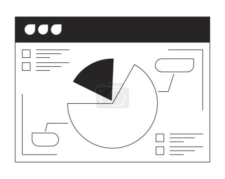 Illustration for Online presentation slide with pie chart flat monochrome isolated vector object. Software screen. Editable black and white line art drawing. Simple outline spot illustration for web graphic design - Royalty Free Image