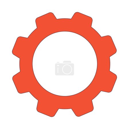Illustration for Single gear flat line color isolated vector object. Mechanical cogwheel. Cog technology. Editable clip art image on white background. Simple outline cartoon spot illustration for web design - Royalty Free Image