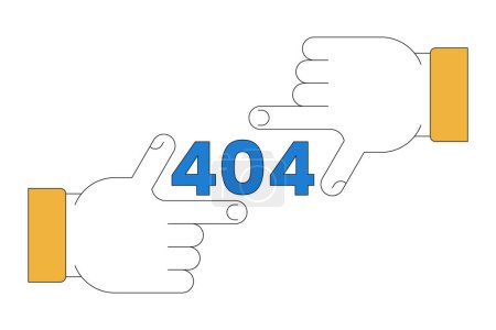 Illustration for Finger frame error 404 flash message. Finger focus. Failed perspective. Focus failure. Empty state ui design. Page not found popup cartoon image. Vector flat illustration concept on white background - Royalty Free Image