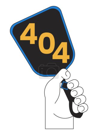 Illustration for Hand holding vintage mirror error 404 flash message. Lost reflection. Dark mirror hand. Empty state ui design. Page not found popup cartoon image. Vector flat illustration concept on white background - Royalty Free Image