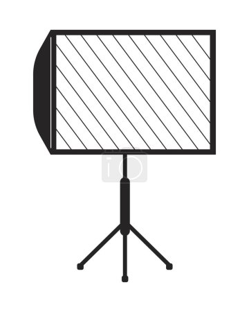 Illustration for LED panel on tripod flat monochrome isolated vector object. Light equipment for photo studio. Editable black and white line art drawing. Simple outline spot illustration for web graphic design - Royalty Free Image