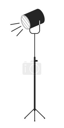 Illustration for Spotlight flat monochrome isolated vector object. Photography equipment. Editable black and white line art drawing. Simple outline spot illustration for web graphic design - Royalty Free Image