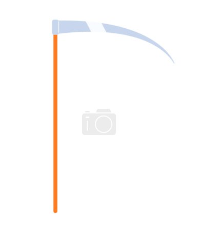 Ilustración de Grim Reaper explora el objeto vectorial de color semi plano. Cortando hierba. Una guadaña de pesadilla. Herramienta de jardinería. Icono de clip de dibujos animados editables sobre fondo blanco. Ilustración simple para diseño gráfico web - Imagen libre de derechos