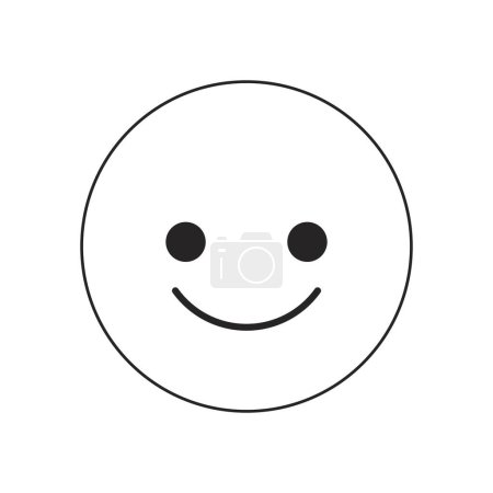 Ilustración de Emoticono sonriente positivo objeto vectorial aislado monocromo plano. Dibujo de arte en blanco y negro editable. Ilustración simple del punto del esquema para el diseño gráfico web - Imagen libre de derechos
