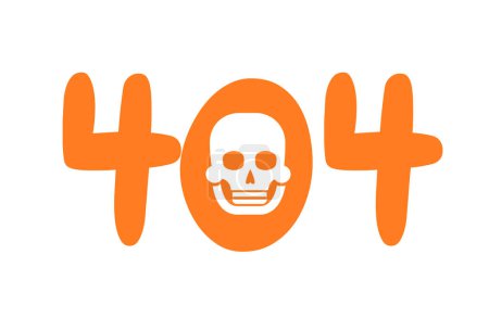 Ilustración de Esqueleto sonriente error cráneo 404 mensaje flash. Esqueleto humano sonriendo. Halloween. Estado vacío ui diseño. Página no encontrada imagen de dibujos animados emergente. Concepto de ilustración plana vectorial sobre fondo blanco - Imagen libre de derechos