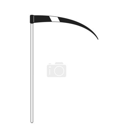 Illustration for Grim Reaper scythe monochrome flat vector object. Grass mowing tool. Nightmare scythe. Editable black and white thin line icon. Simple cartoon clip art spot illustration for web graphic design - Royalty Free Image