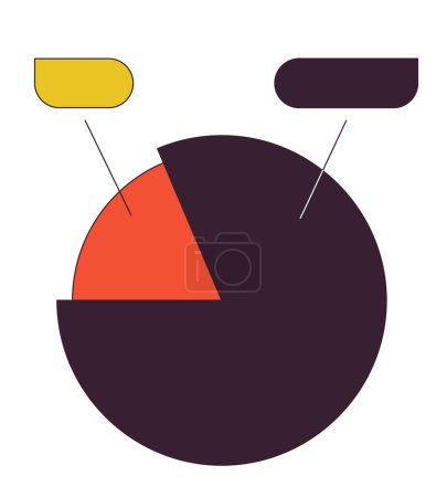Illustration for Pie chart with labels flat line color isolated vector object. Report pie chart. Presentation. Editable clip art image on white background. Simple outline cartoon spot illustration for web design - Royalty Free Image
