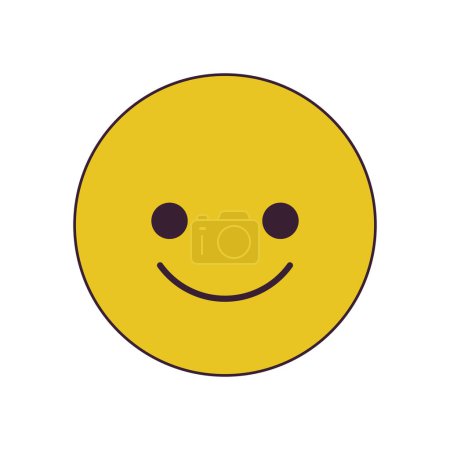 Illustration for Positive smiling emoticon flat line color isolated vector object. Editable clip art image on white background. Simple outline cartoon spot illustration for web design - Royalty Free Image