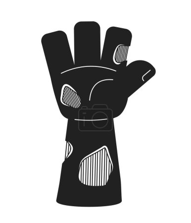 Illustration for Zombie hand up monochrome flat vector object. Zombie arm for Halloween party. Monster hand. Editable black and white thin line icon. Simple cartoon clip art spot illustration for web graphic design - Royalty Free Image