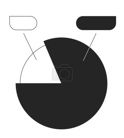 Ilustración de Pastel gráfico con etiquetas monocromo plano aislado objeto vectorial. Reportar gráfico circular. Presentación. Dibujo de arte en blanco y negro editable. Ilustración simple del punto del esquema para el diseño gráfico web - Imagen libre de derechos