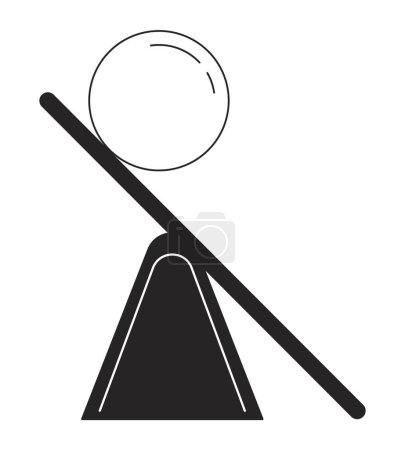 Illustration for Surreal balance flat monochrome isolated conceptual clipart. Impossible balancing. Asymmetry. Editable black and white line vector object. Simple outline spot illustration for web graphic design - Royalty Free Image