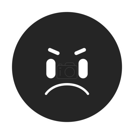 Illustration for Angry emoticon flat monochrome isolated vector object. Hate, dislike reactions. Angry face emoji. Editable black and white line art drawing. Simple outline spot illustration for web graphic design - Royalty Free Image