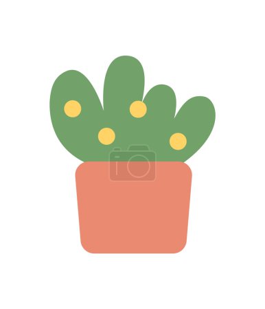 Illustration for Cute small houseplant semi flat colour vector object. Exotic plant in ceramic pot. Editable cartoon clip art icon on white background. Simple spot illustration for web graphic design - Royalty Free Image