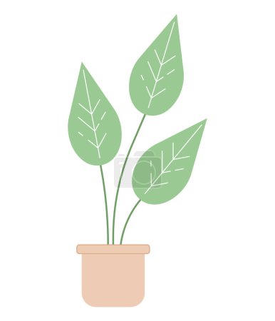 Illustration for Monstera plant in pot semi flat colour vector object. Big exotic plant leaves with venes. Editable cartoon clip art icon on white background. Simple spot illustration for web graphic design - Royalty Free Image