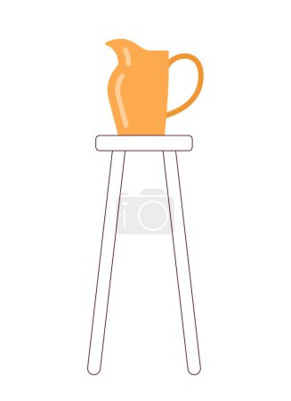 Illustration for Ceramic vase on stand semi flat colour vector object. Pottery hobby. Editable cartoon clip art icon on white background. Simple spot illustration for web graphic design - Royalty Free Image