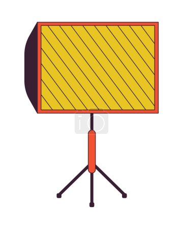 Illustration for LED panel on tripod flat line color isolated vector object. Light equipment for photo studio. Editable clip art image on white background. Simple outline cartoon spot illustration for web design - Royalty Free Image