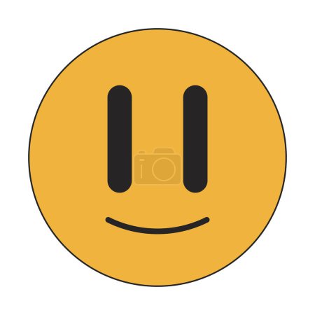 Illustration for Surreal emoji flat line color isolated vector object. Psychedelic emoticon. Distorted eyes smile. Editable clip art image on white background. Simple outline cartoon spot illustration for web design - Royalty Free Image