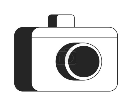Illustration for Professional camera flat monochrome isolated vector object. Device for taking picture. Editable black and white line art drawing. Simple outline spot illustration for web graphic design - Royalty Free Image
