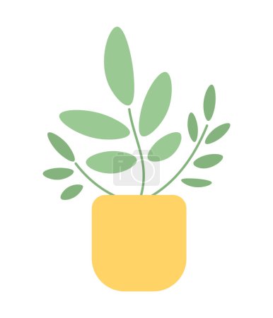 Illustration for Houseplant in pot semi flat colour vector object. Editable cartoon clip art icon on white background. Simple spot illustration for web graphic design - Royalty Free Image