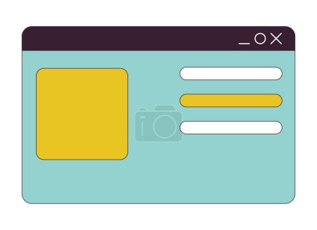 Illustration for Browser window mockup flat line color isolated vector object. Editable clip art image on white background. Simple outline cartoon spot illustration for web design - Royalty Free Image