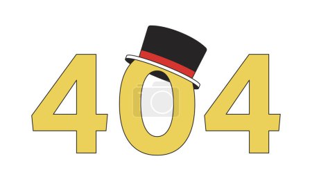 Illustration for Top hat error 404 flash message. Man hat accessory. Empty state ui design. Page not found popup cartoon image. Vector flat illustration concept on white background - Royalty Free Image