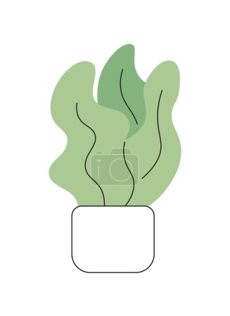 Illustration for Decorative house plant in ceramic pot monochrome flat vector object. Taking care of plants. Editable black and white thin line icon. Simple cartoon clip art spot illustration for web graphic design - Royalty Free Image