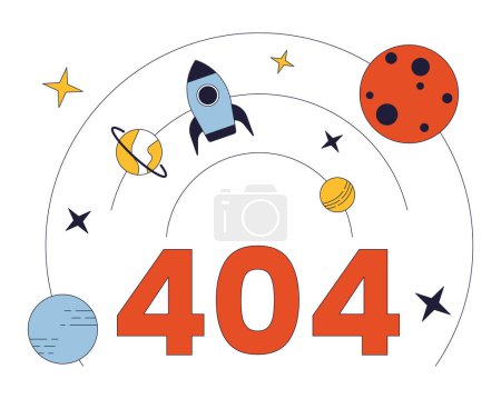 Illustration for Rocket science error 404 flash message. Universe exploration. Science and technology. Empty state ui design. Page not found popup cartoon image. Vector flat illustration concept on white background - Royalty Free Image