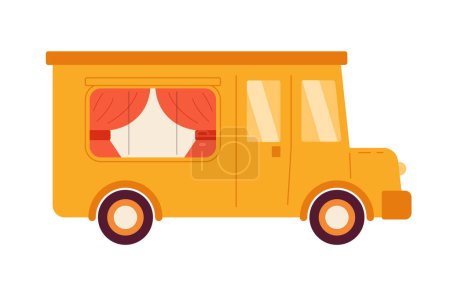 Illustration for Comfortable motorhome for long trip semi flat colour vector object. Transport. Editable cartoon clip art icon on white background. Simple spot illustration for web graphic design - Royalty Free Image