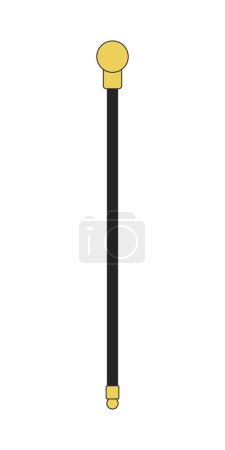 Illustration for Cane for walking flat line color isolated vector object. Editable clip art image on white background. Simple outline cartoon spot illustration for web design - Royalty Free Image