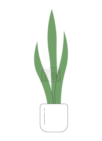 Illustration for Decorative snake plant in pot monochrome flat vector object. Long leaves. Editable black and white thin line icon. Simple cartoon clip art spot illustration for web graphic design - Royalty Free Image