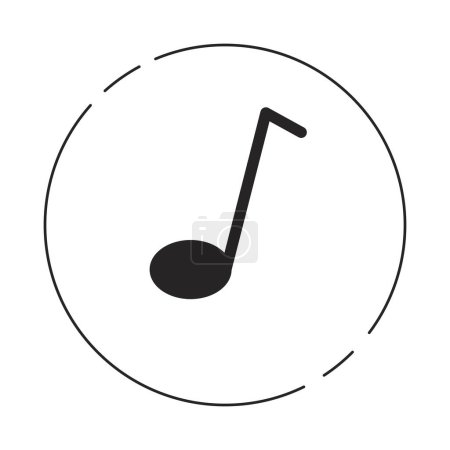 Téléchargez les illustrations : Jouer de la musique plat monochrome isolé vecteur objet. Note musicale dans le cercle. Dessin d'art linéaire en noir et blanc modifiable. Illustration simple des contours pour la conception graphique web - en licence libre de droit