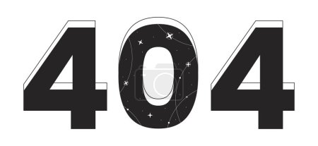 Illustration for Esoteric astrology black white error 404 flash message. Constellation stars in night sky. Monochrome empty state ui design. Page not found popup cartoon image. Vector flat outline illustration concept - Royalty Free Image