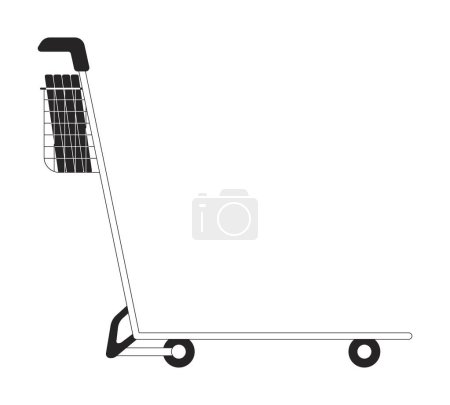 Illustration for Luggage cart at airport, hotel flat monochrome isolated vector object. Baggage handling trolley. Editable black and white line art drawing. Simple outline spot illustration for web graphic design - Royalty Free Image