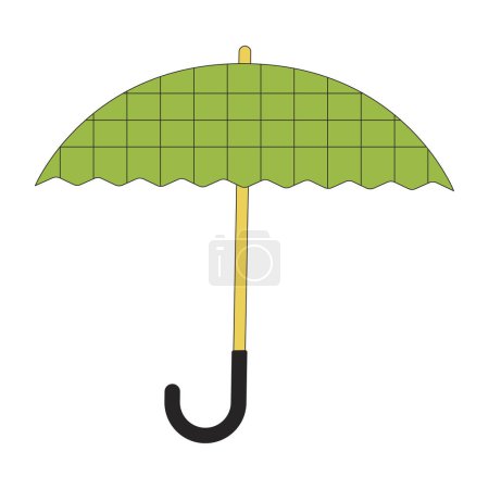 Illustration for Handle umbrella accessory flat line color isolated vector object. Opened shield protection. Editable clip art image on white background. Simple outline cartoon spot illustration for web design - Royalty Free Image