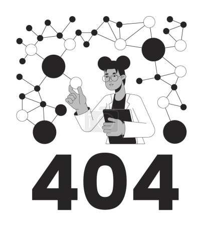 Ilustración de Biología molecular científico blanco negro error 404 mensaje flash. Estructura de moléculas. Monocromo vacío estado ui diseño. Página no encontrada imagen de dibujos animados emergente. Vector esquema plano concepto de ilustración - Imagen libre de derechos