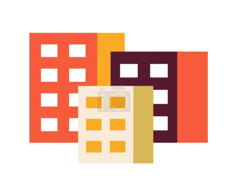 Ilustración de Edificios de la ciudad semi plana vector de color objeto. Apartamentos para ciudadanos. Icono de clip de dibujos animados editables sobre fondo blanco. Ilustración simple para diseño gráfico web - Imagen libre de derechos