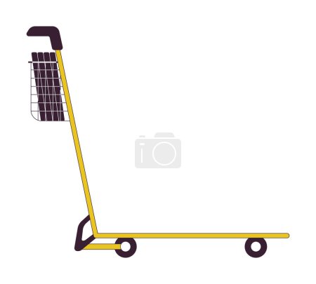 Illustration for Luggage cart at airport, hotel flat line color isolated vector object. Baggage handling trolley. Editable clip art image on white background. Simple outline cartoon spot illustration for web design - Royalty Free Image