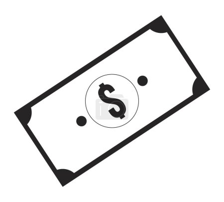 Illustration for Banknote flat monochrome isolated vector object. Paper money. Editable black and white line art drawing. Simple outline spot illustration for web graphic design - Royalty Free Image